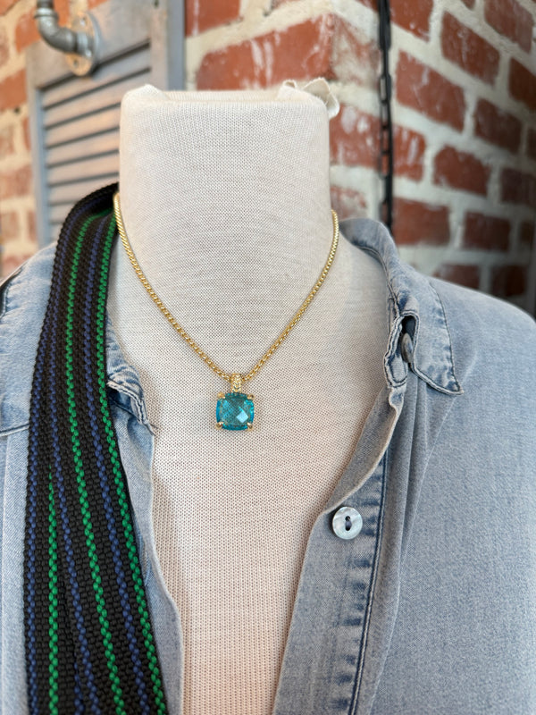 The Lauren Necklace - Blue Stone - 14K GOLD PLATED