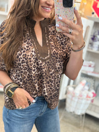 Sassy Leopard Top - Chocolate