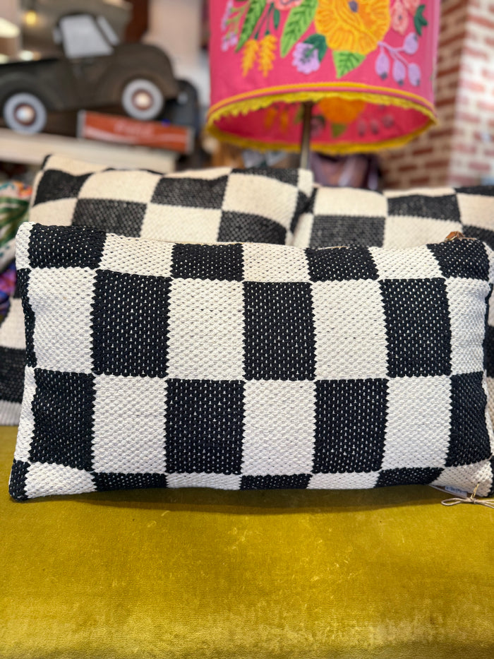 Black & White DHURRIE Lumbar Pillow