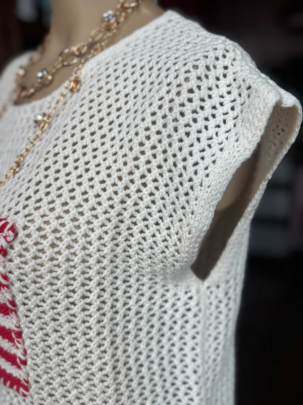 Stars & Stripes Knit Top - Cream