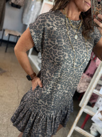 The Denim Leopard Ruffle Dress