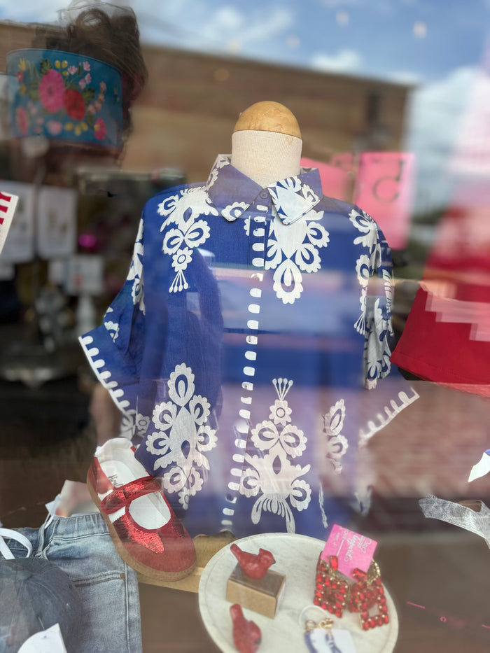 Blueberry Button-Up Blouse