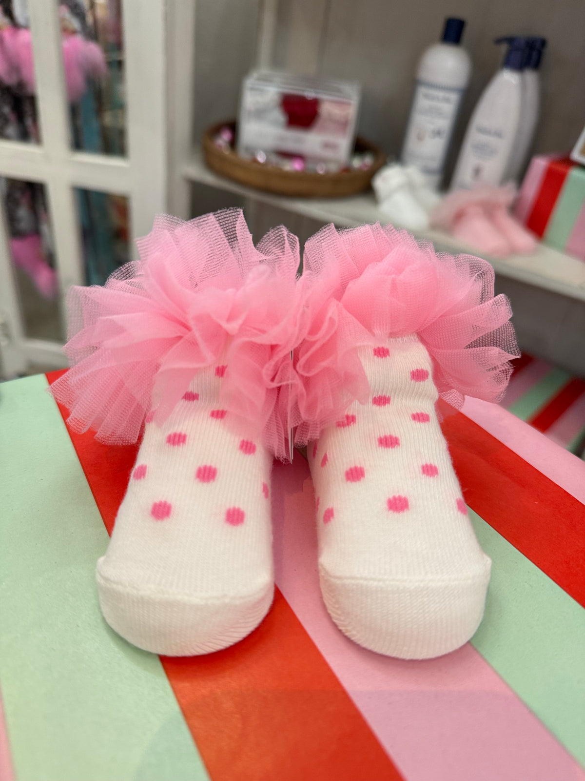MUD PIE - PINK with Polka Dots TUTU SOCKS