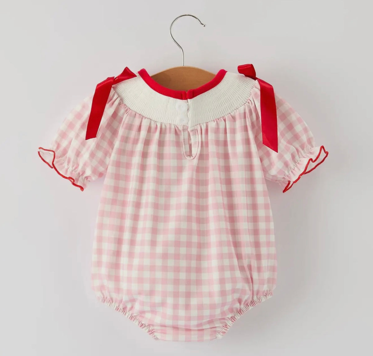 Pink Gingham Santa Bubble w/ Satin Ribbon