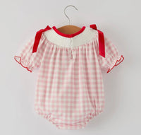 Pink Gingham Santa Bubble w/ Satin Ribbon