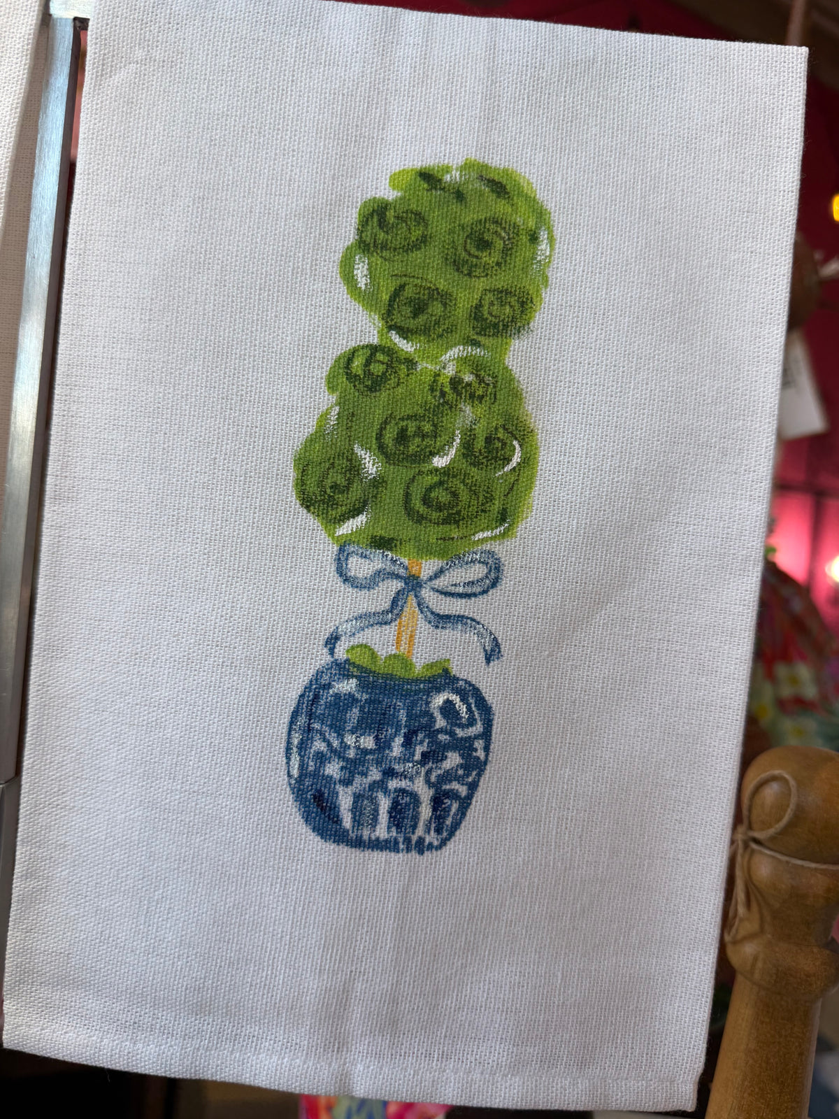 Painted Single Topiary Tea Towel