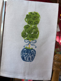 Painted Single Topiary Tea Towel