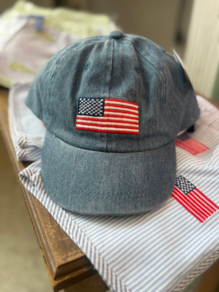 Flag Embroidered Denim Hat - Kid
