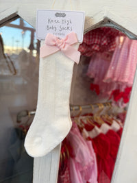 MUD PIE - Tall White Bow Socks