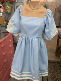 Embroidered Charm Denim Dress