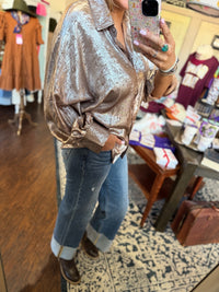 Metallic Glam Button Up