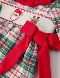 Christmas Plaid Smocked Embroidered Bloomer Set
