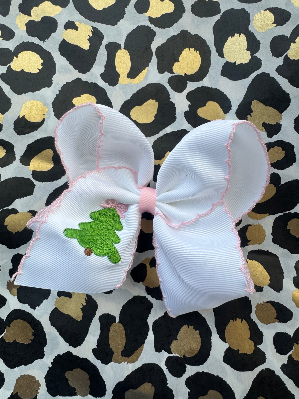 Embroidered Christmas Tree Bow