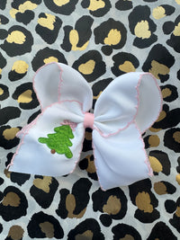 Embroidered Christmas Tree Bow