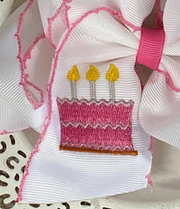 Birthday Cake Embroidery Moonstitch Bow