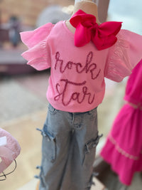 Girl's Wide Leg Denim Cargo Pants