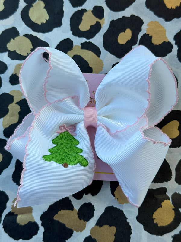 Embroidered Christmas Tree Bow