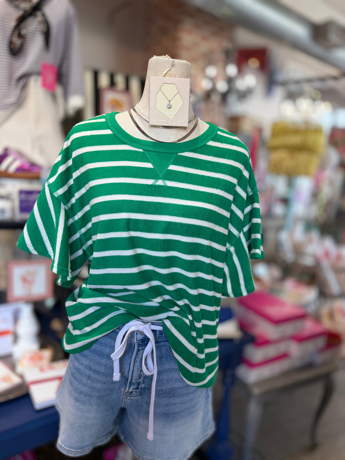 Ruffles & Stripes Top - Green/White