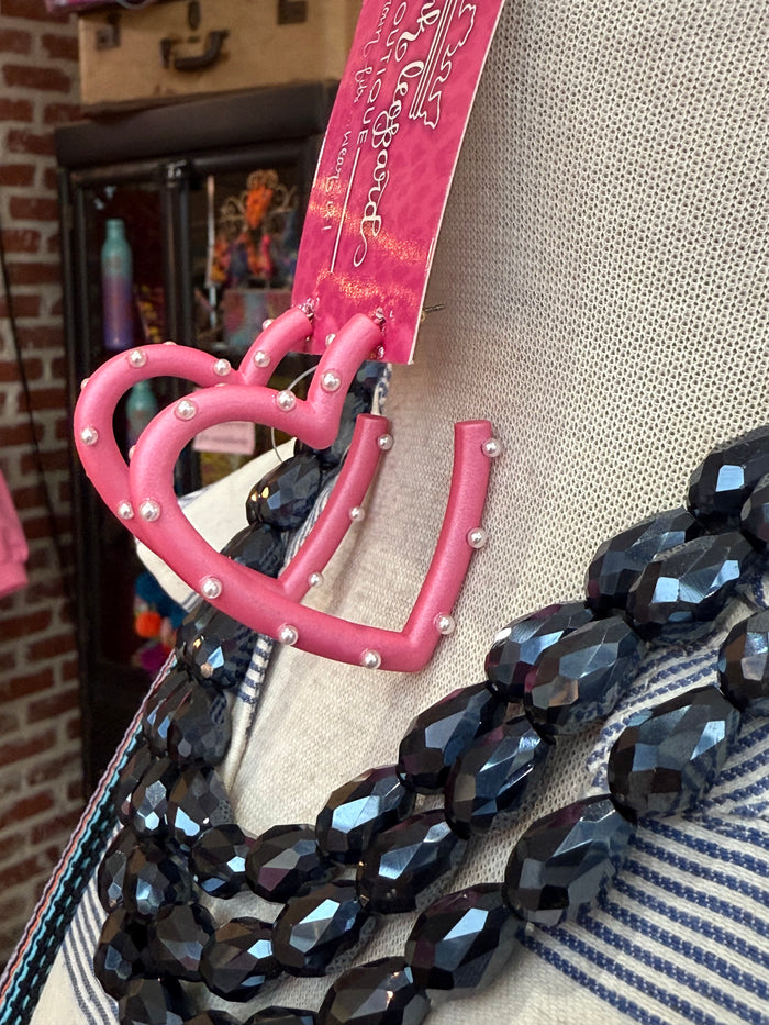 Pearly Heart Earrings -Large