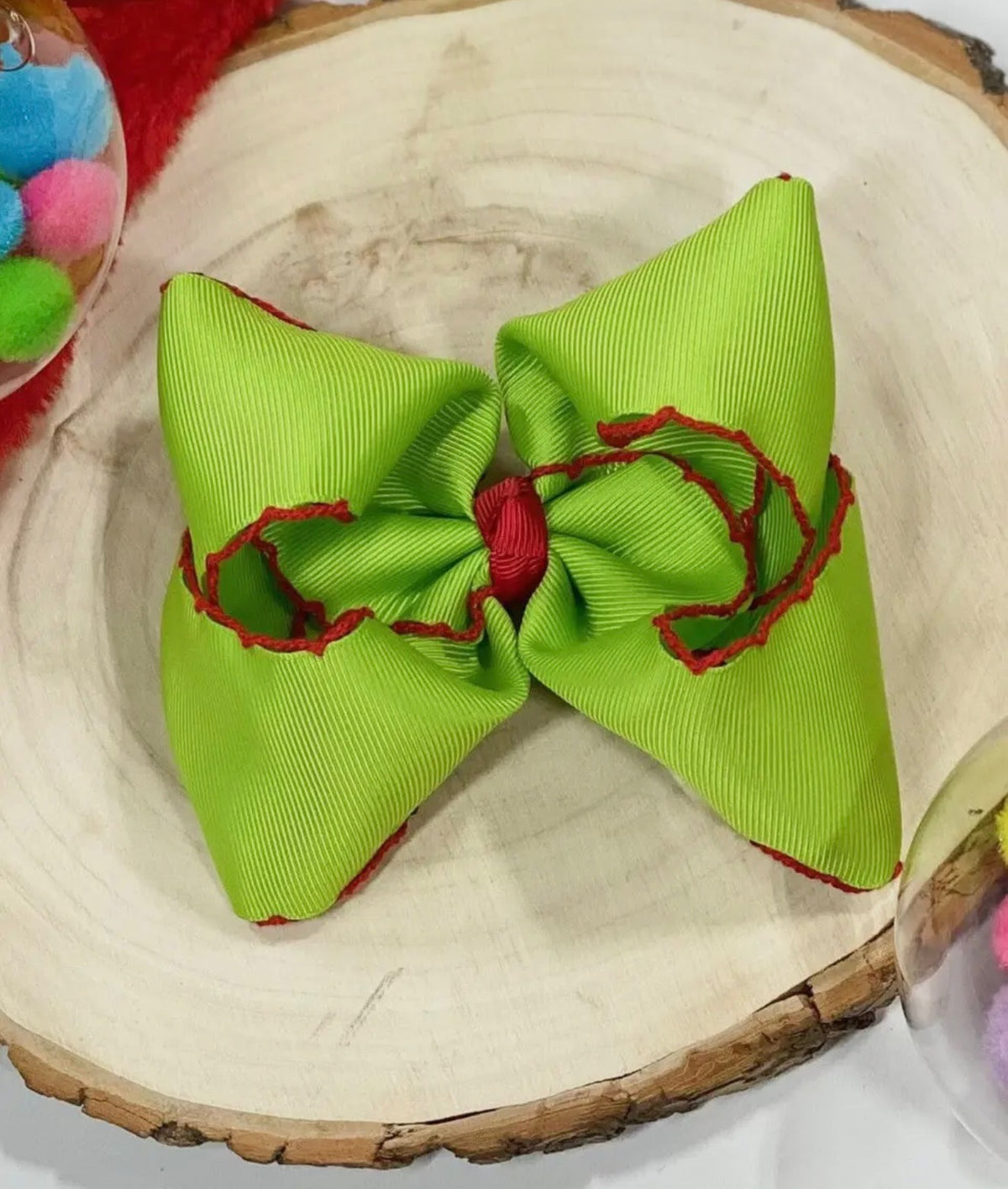 Grinch Green & Red Bow