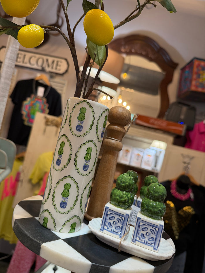 Topiary Pattern Stem Vase