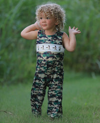 Camo & Ducks Smocked Romper - Boys