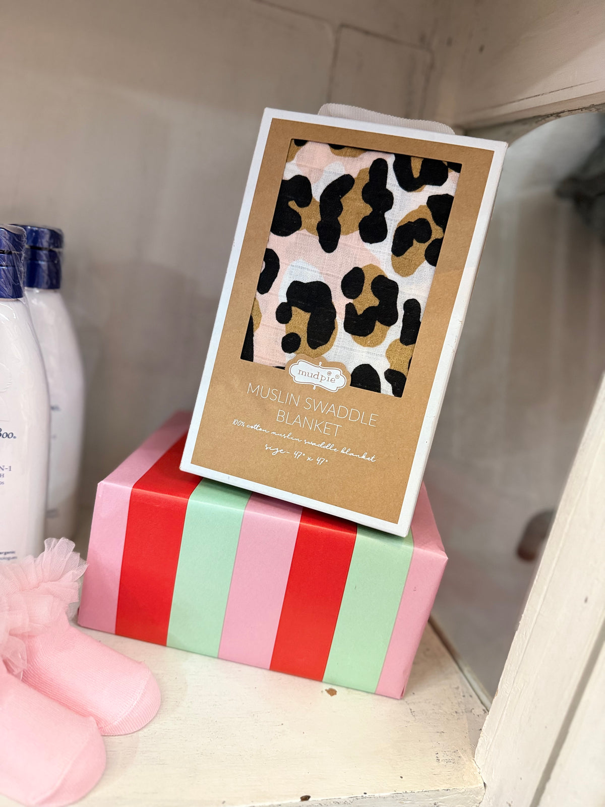 MUD PIE - LEOPARD MUSLIN SWADDLE