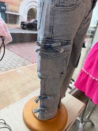 Girl's Wide Leg Denim Cargo Pants