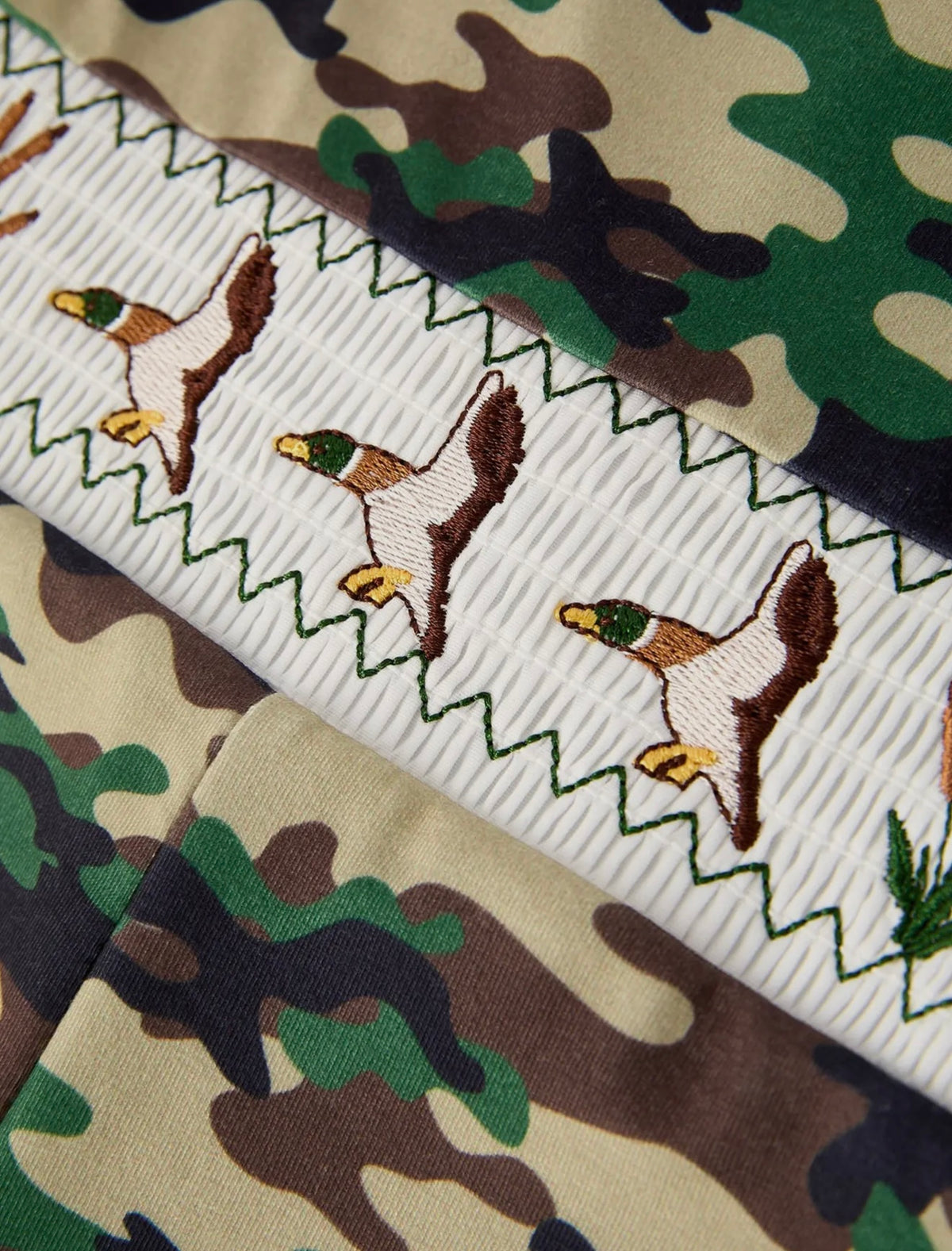 Camo & Ducks Smocked Romper - Boys
