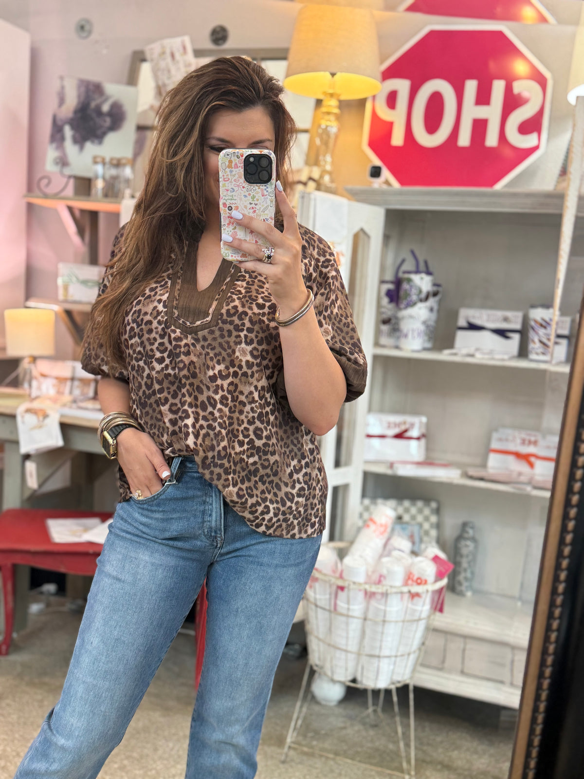 Sassy Leopard Top - Chocolate