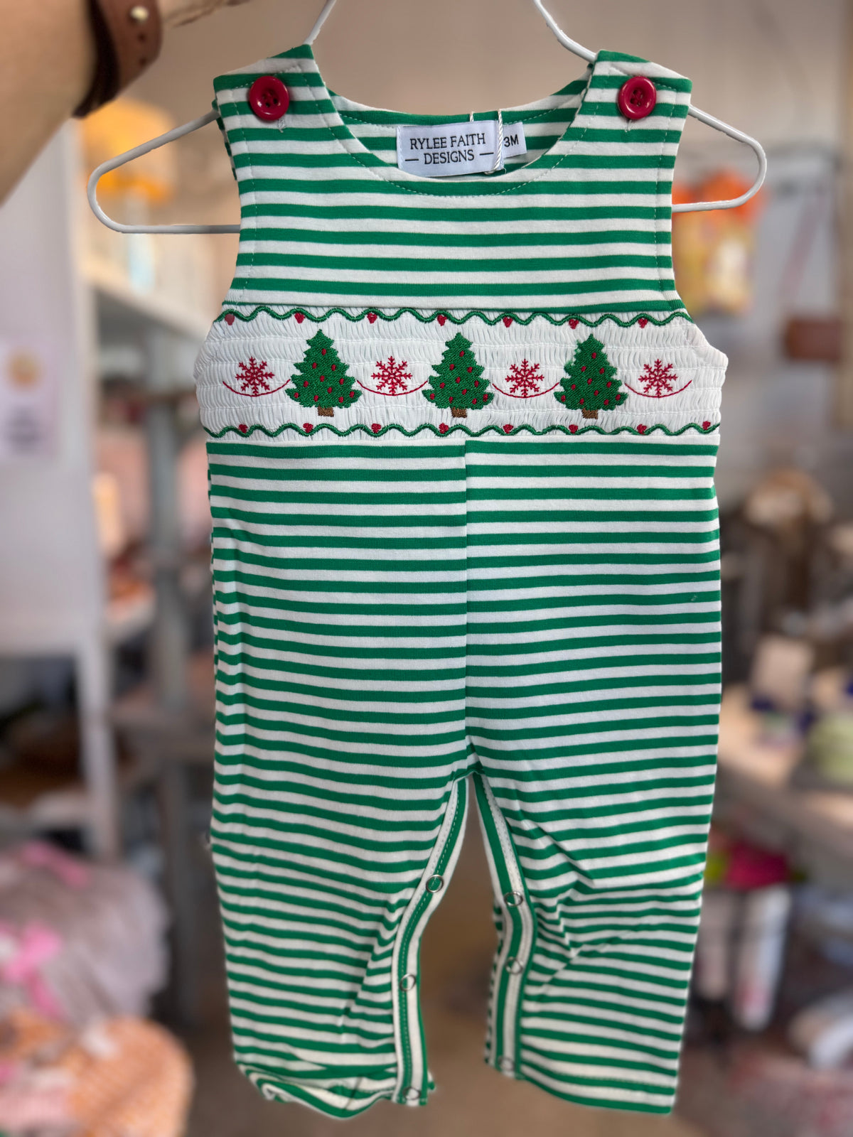 Striped Christmas Tree Romper - Boys