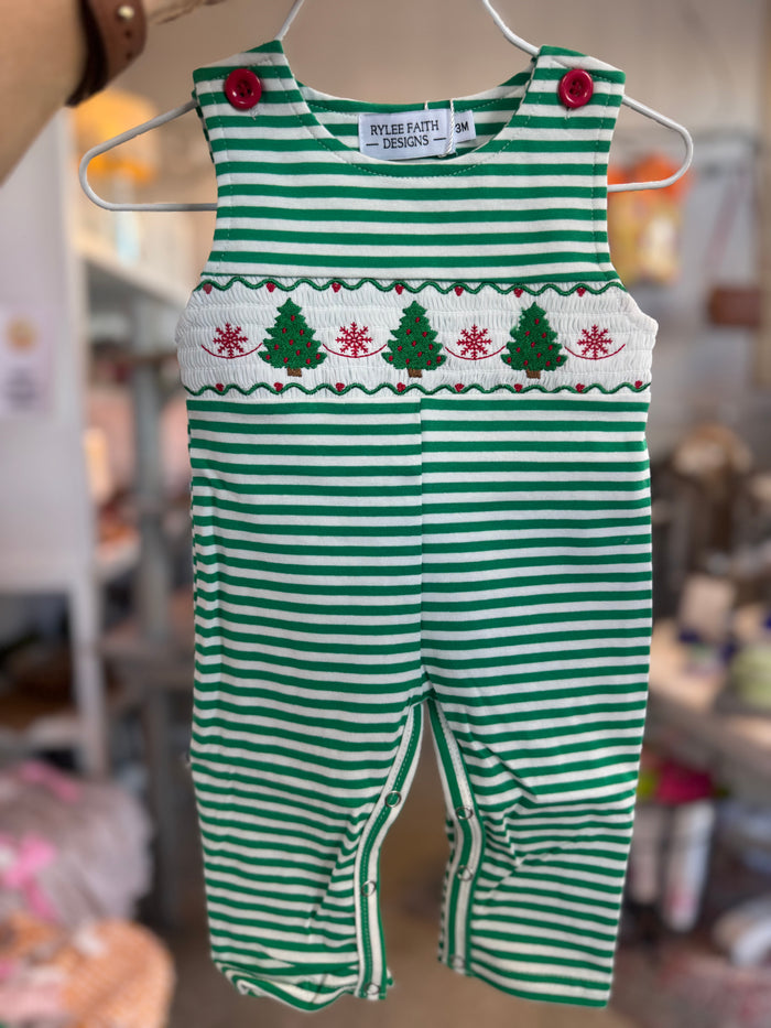 Striped Christmas Tree Romper - Boys - SALE