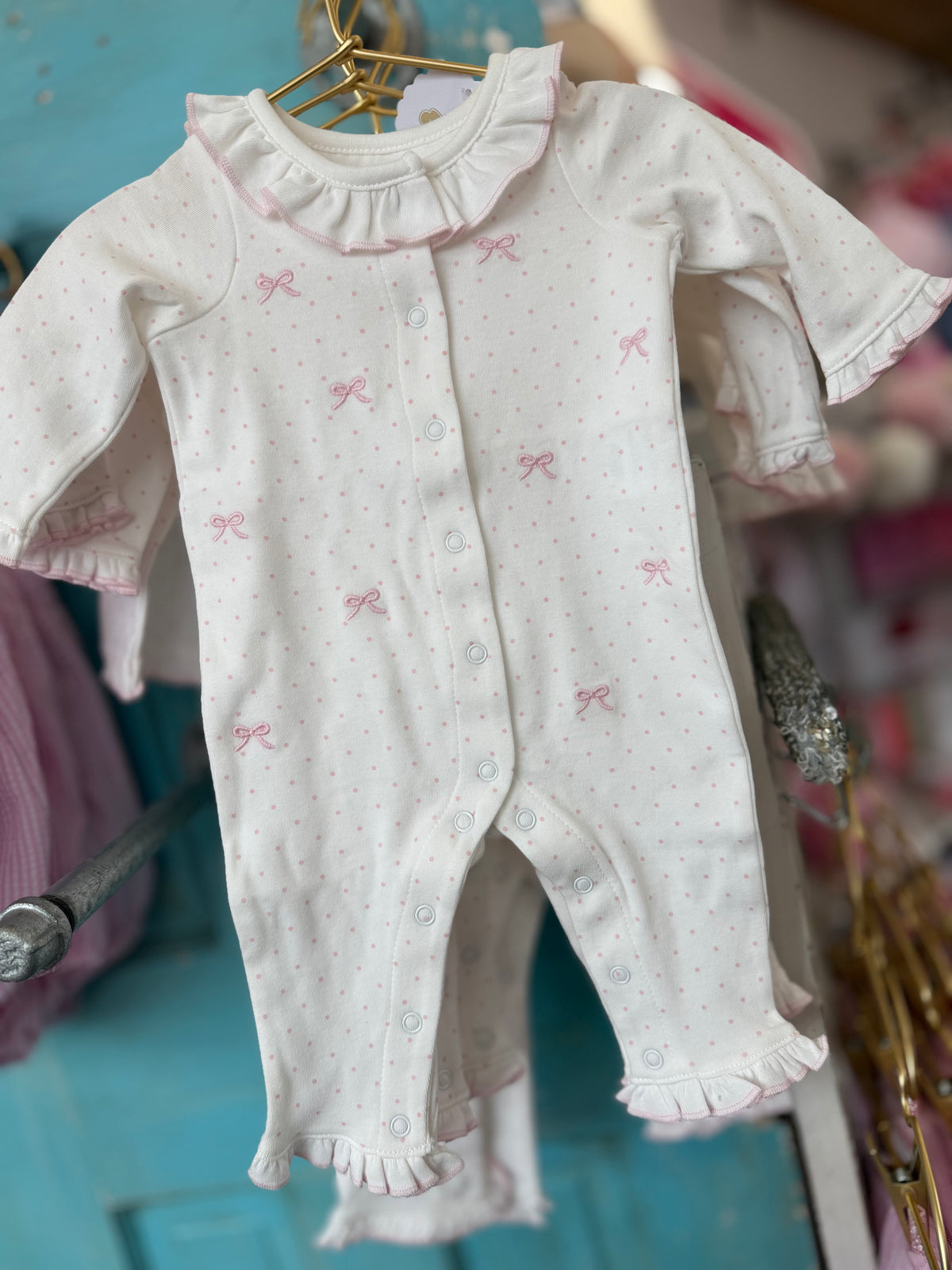 MUD PIE - White & Pink Bow Onesie