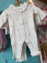 MUD PIE - White & Pink Bow Onesie