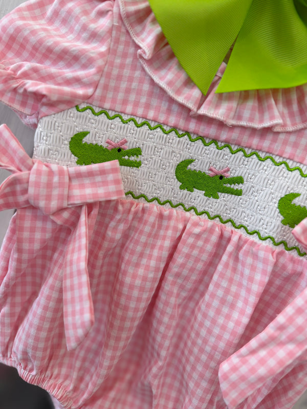 Pink Gingham Alligator Bubble
