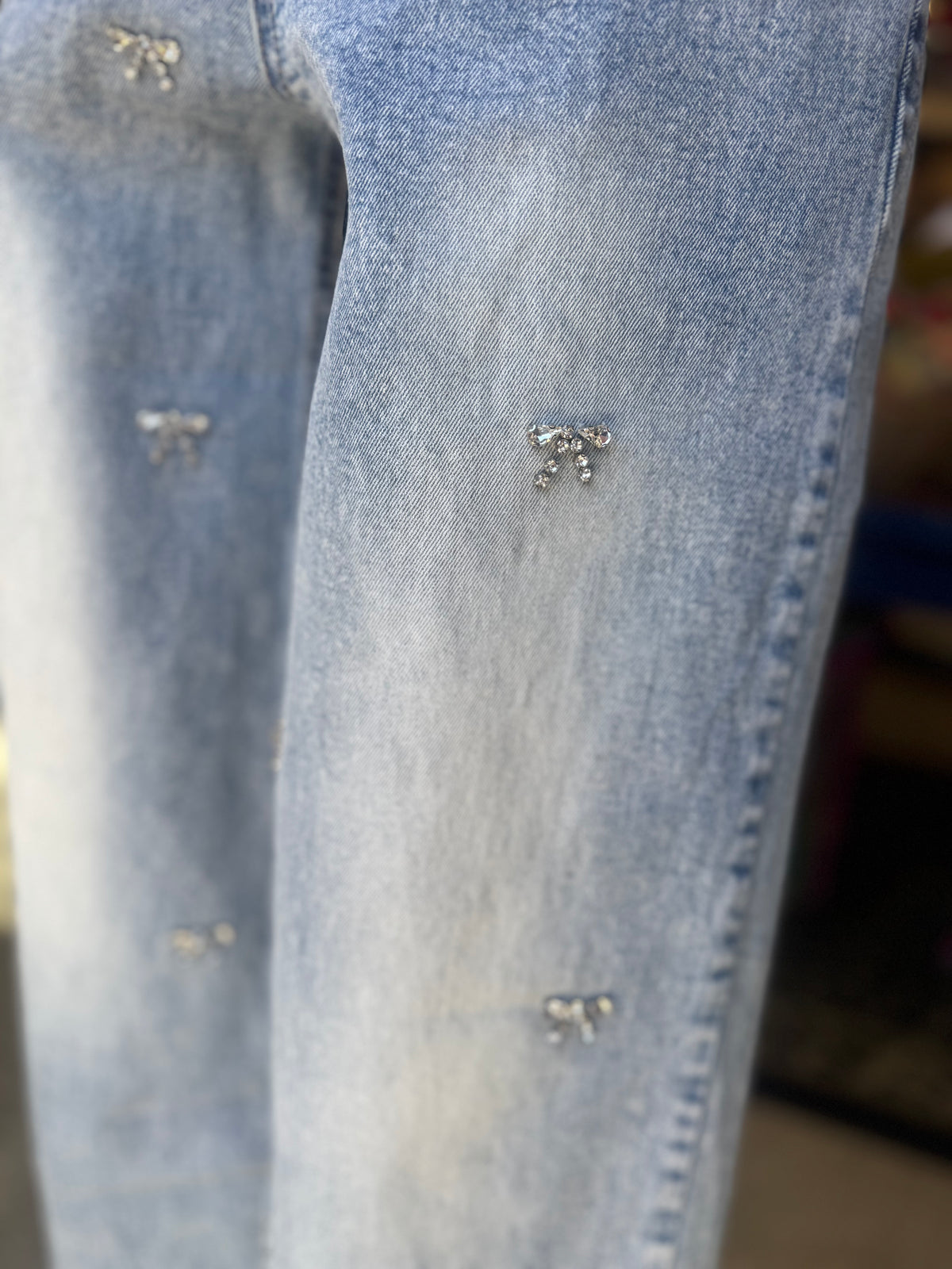 Bow Studded Denim Jeans