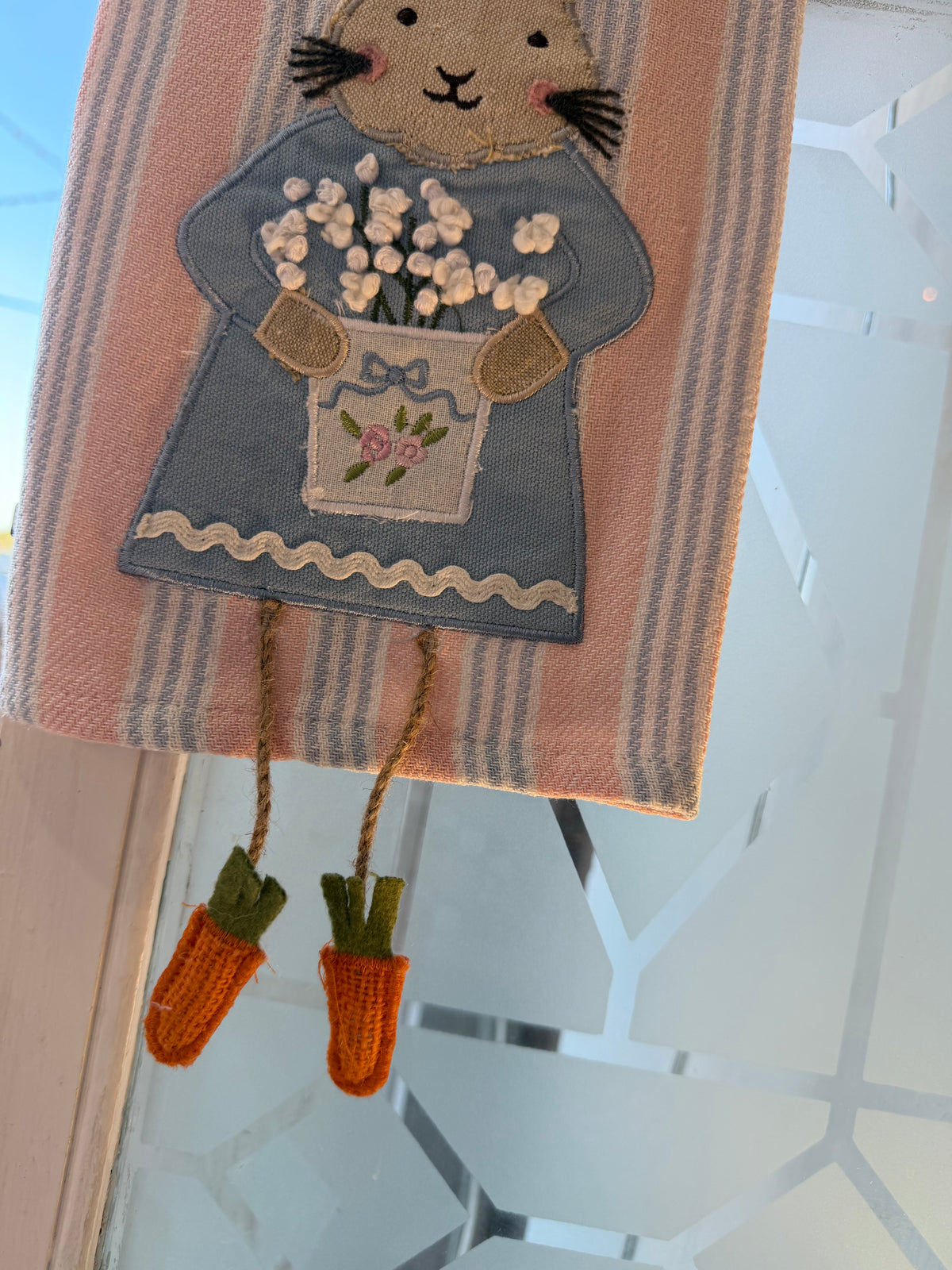 Pink Striped Bunny with Dangle Legs Towel