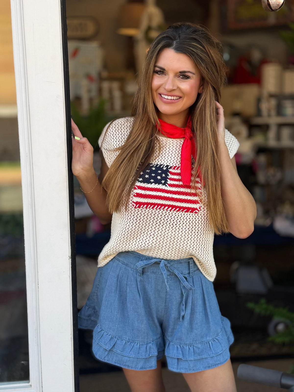 Stars & Stripes Knit Top - Cream