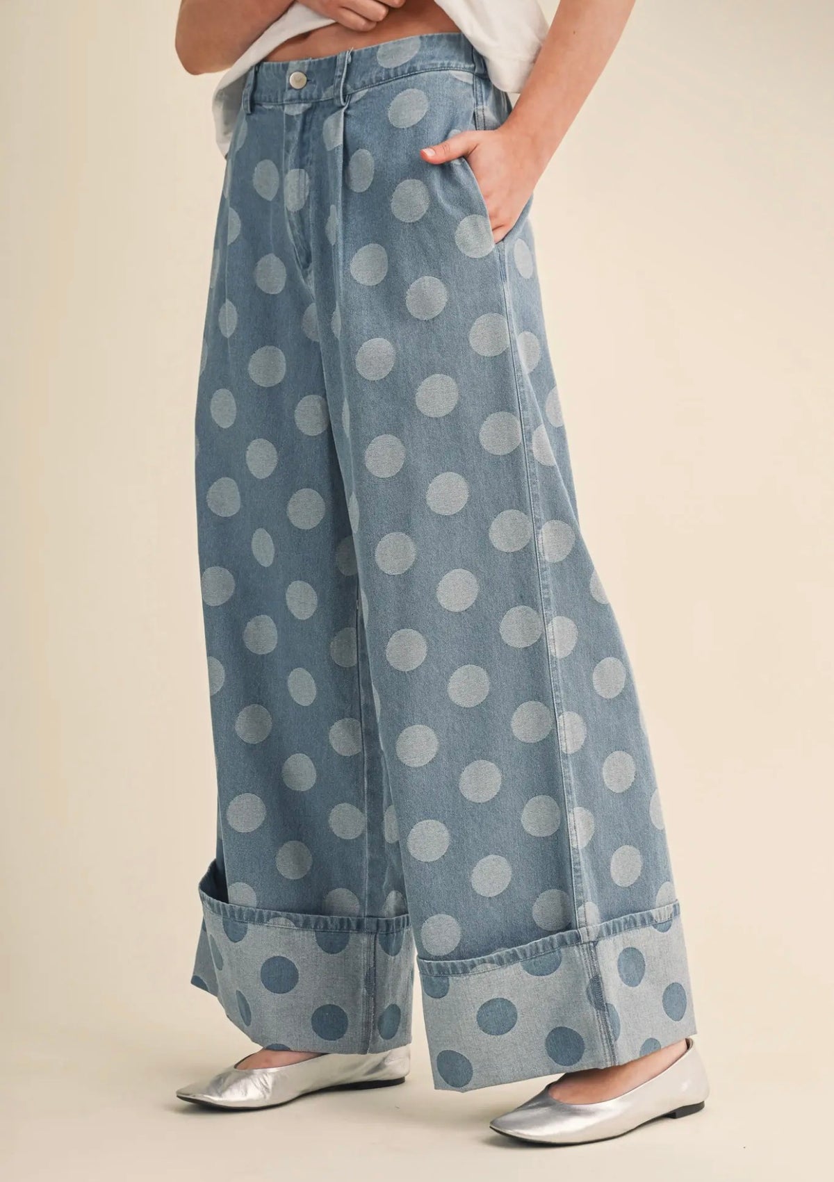 Polka Dot Babe Pants - denim