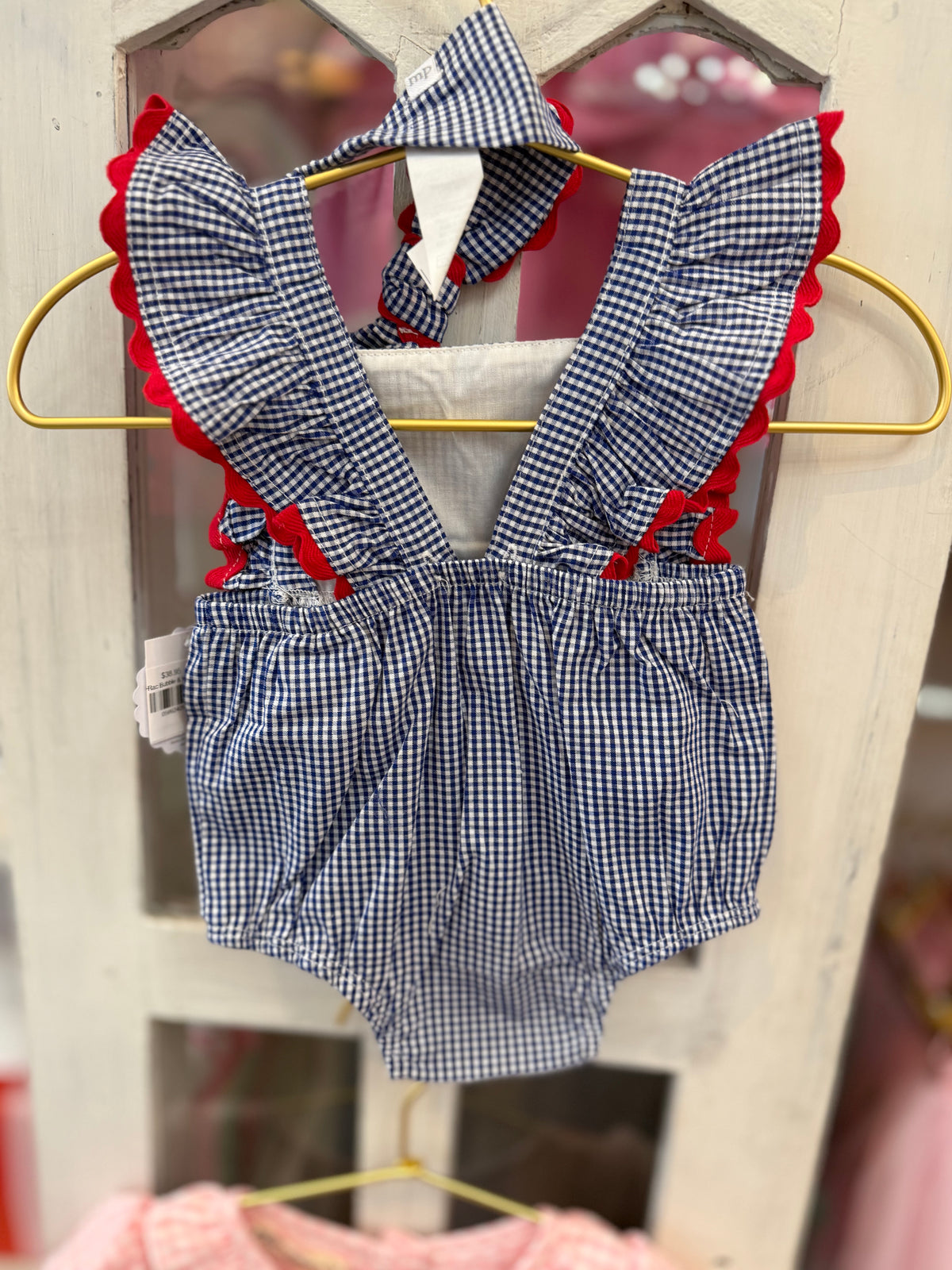 Gingham Ric-Rac Bubble & Headband