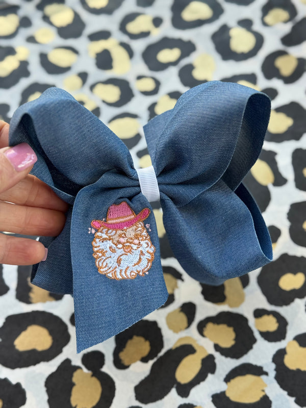 Denim Santa Bow