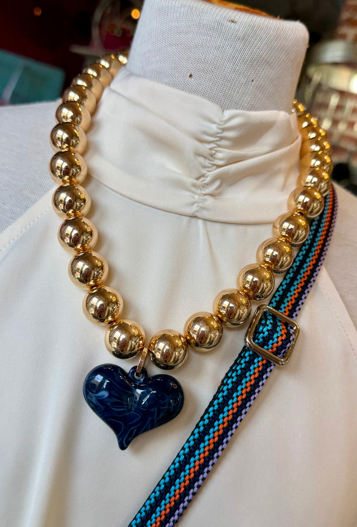 The LALA Heart Necklace - Navy