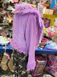 Faux Fur Trim Corduroy Jacket