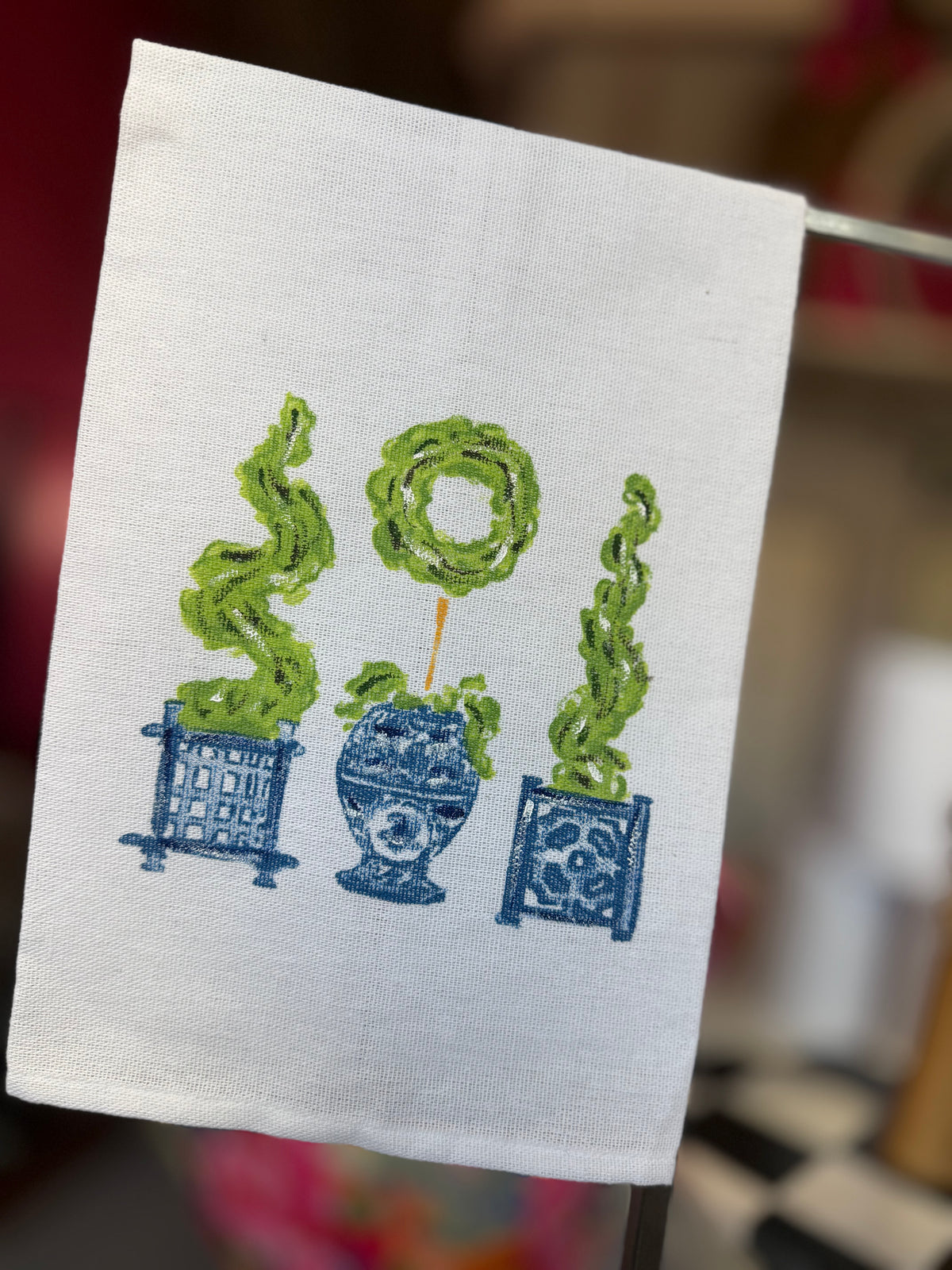 Painted Topiary Tea Towel