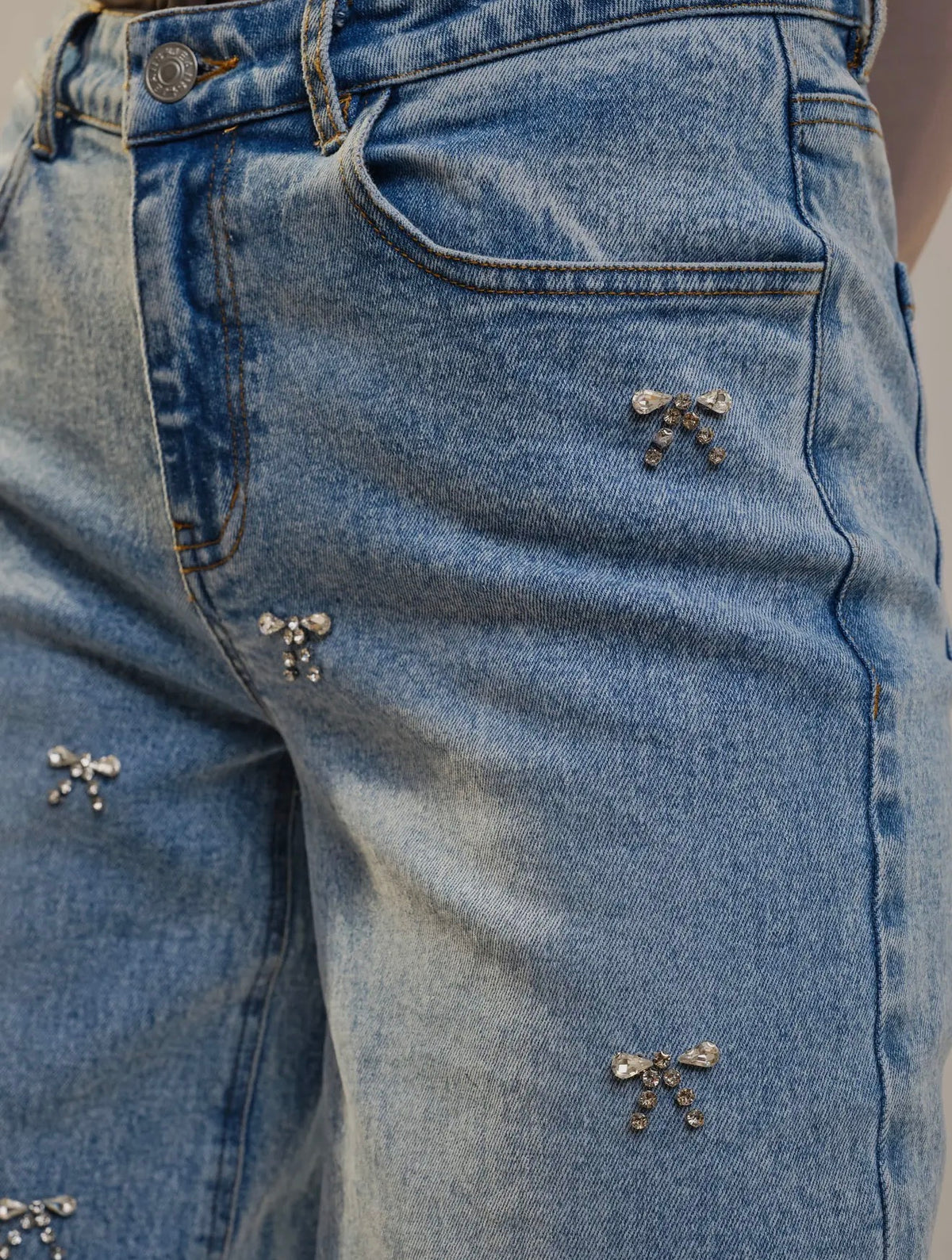 Bow Studded Denim Jeans