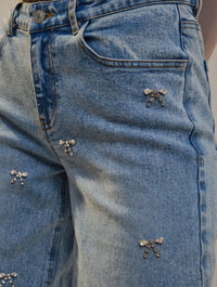 Bow Studded Denim Jeans