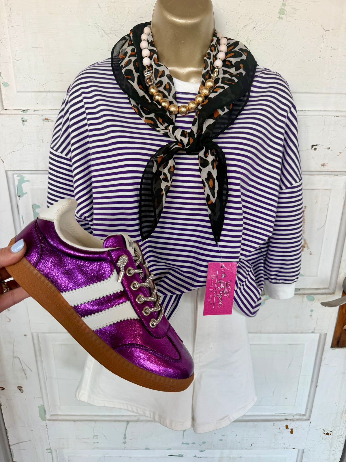 So Soft Stripes Top - Purple/White