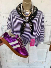 So Soft Stripes Top - Purple/White
