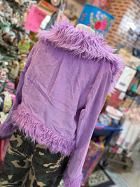 Faux Fur Trim Corduroy Jacket