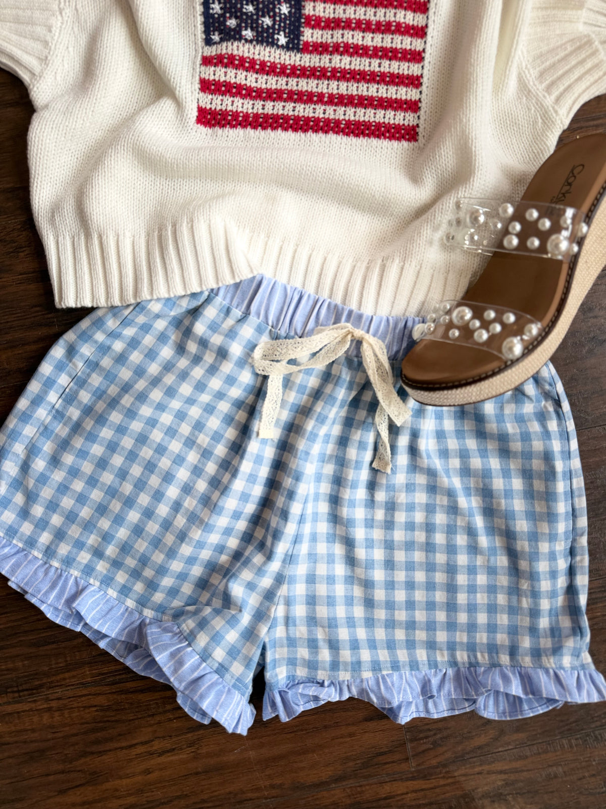 Preppy Gingham Shorts - Blue